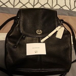 Authentic Beautiful black Coach mini pebbled backpack NO TAGS EUC